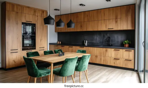 Modern Wooden Kitchen Dining Area Design