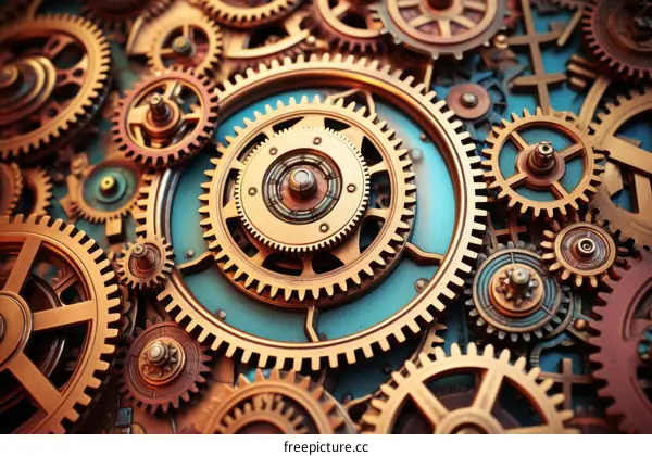 An illustration of a complex system of gears.