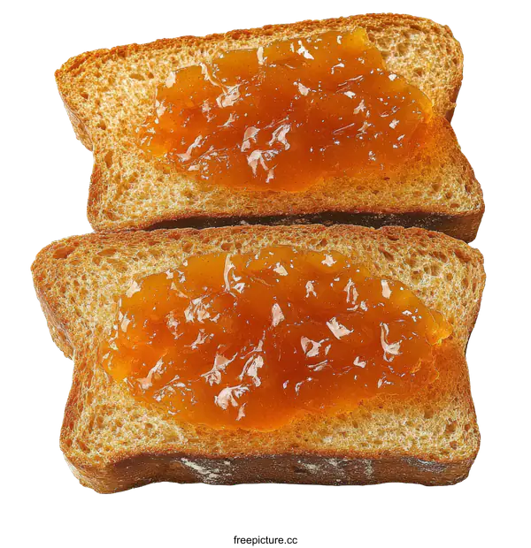 [Transparent Background PNG]Two Slices of Bread with Peach Jam