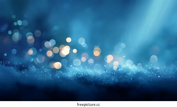 Abstract Winter Blue Background with Bokeh Lights