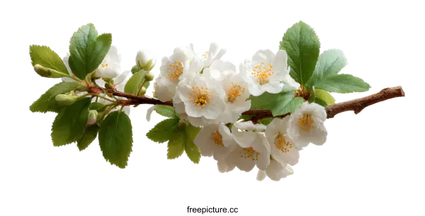 [Transparent Background PNG]Beautiful Spring Blossom Branch with White Flowers