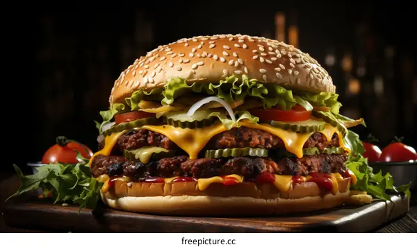 Mouthwatering Cheeseburger with Toppings