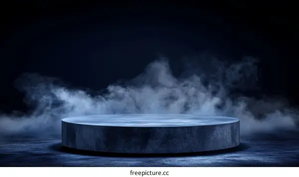 Dark Blue Concrete Product Display Platform