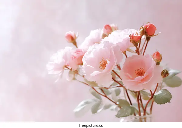 Delicate Pink Rose Bouquet in Soft Light