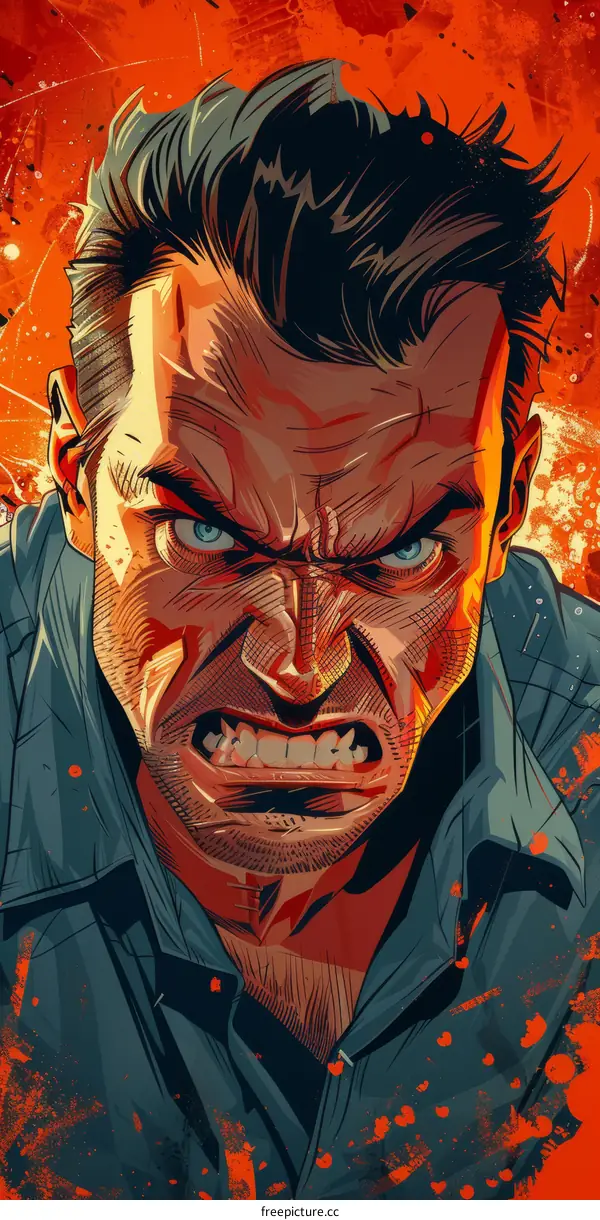 Illustration of a man with a red background