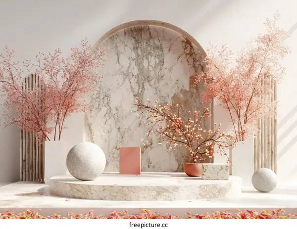 Elegant Minimalist Pink Floral Display