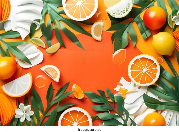 Summer Fruit Paper Cutout Background
