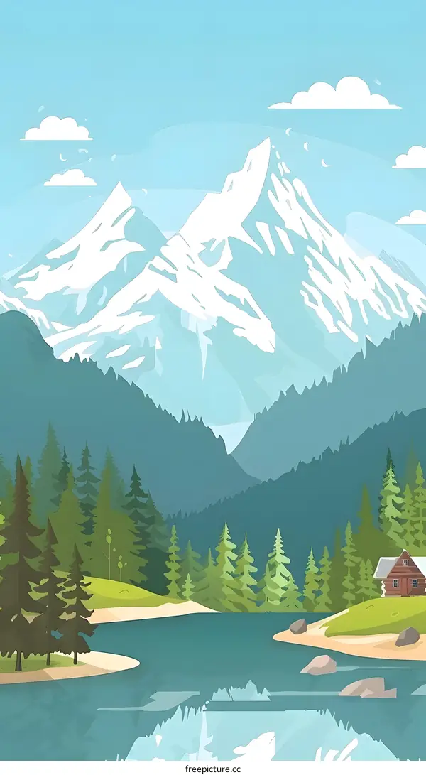 Beautiful Mountain Landscape Illustration