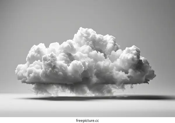 A large white cloud on a gray background