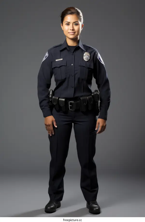 Portrait of a young female police officer in uniform