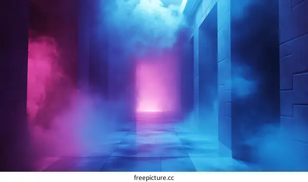 Neon Lights in a Smoke Filled Corridor
