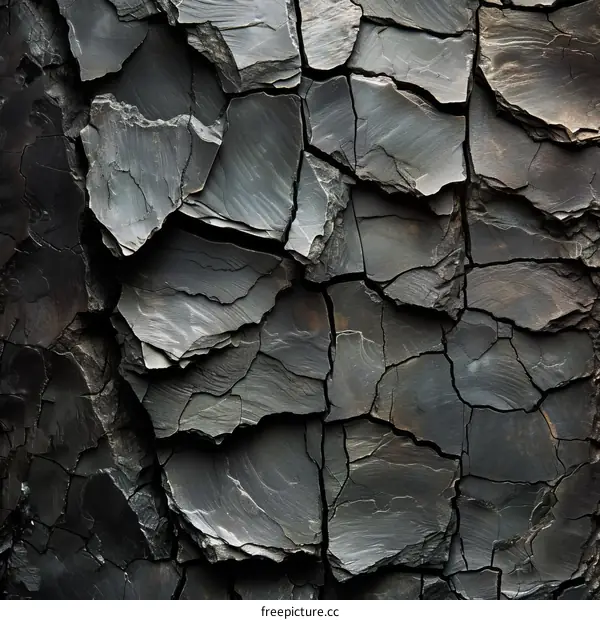 Black Gray Cracked Stone Texture Background