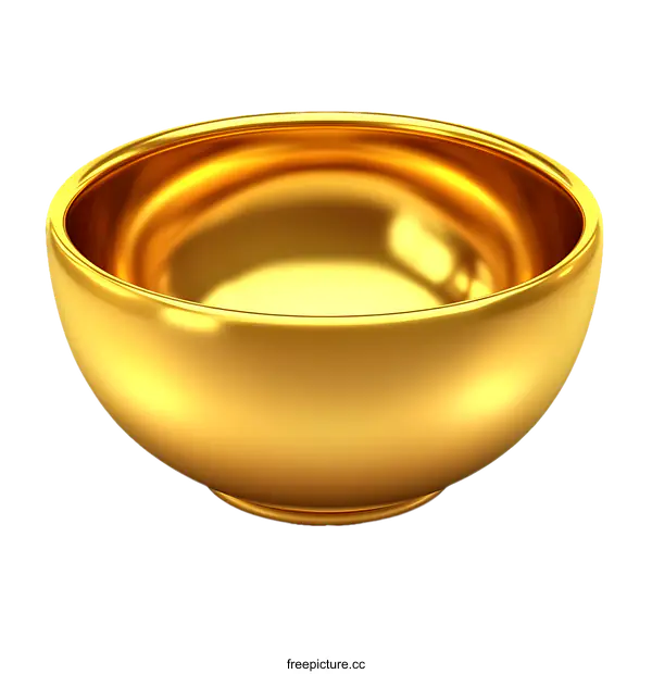 [Transparent Background PNG]Golden Bowl on White Background
