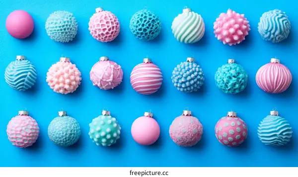 Christmas Ornaments on a Blue Background