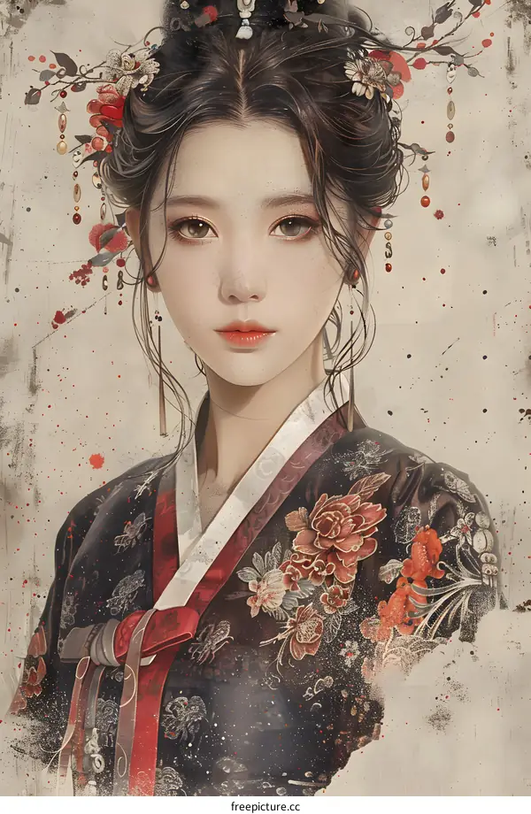 A beautiful Korean woman in traditional dress