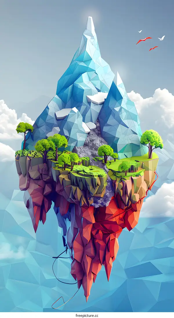 Abstract Low Poly Mountain Landscape Illustration