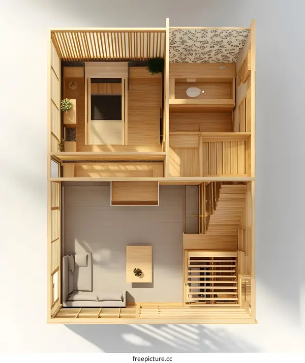 Top View of Modern Japanese Home Interior Design