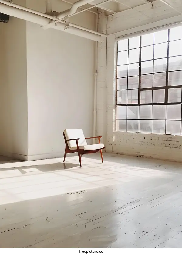 White Room with Single Chair and Large Window