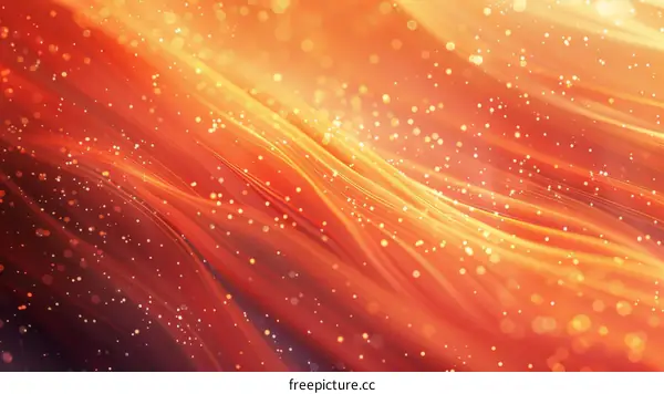 Abstract Orange Background with Dynamic Waves and Sparkles
