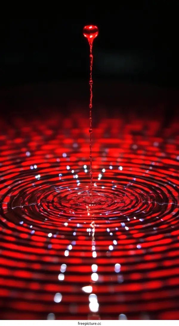 Red Water Drop Splashing and Rippling Effect
