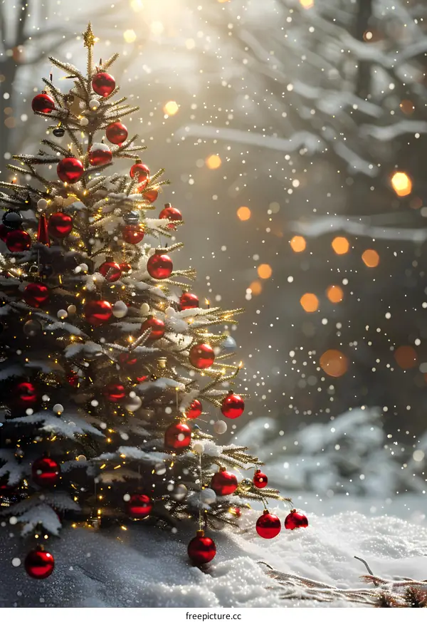 Christmas tree in the snow