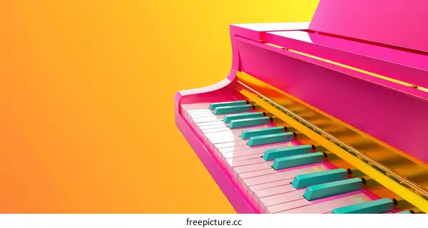 Pink Piano Minimalist 3D Render
