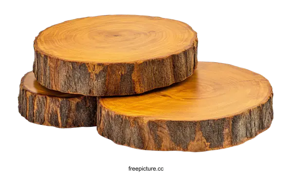 [Transparent Background PNG]Stacked Wooden Tree Slice Decorative Platters