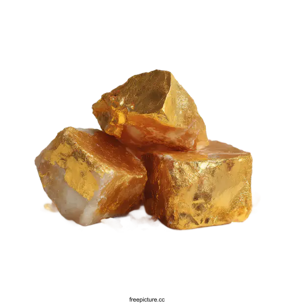 [Transparent Background PNG]Gold Nuggets Pile on White Background