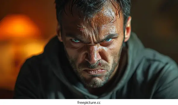 Close-up Angry Man Portrait