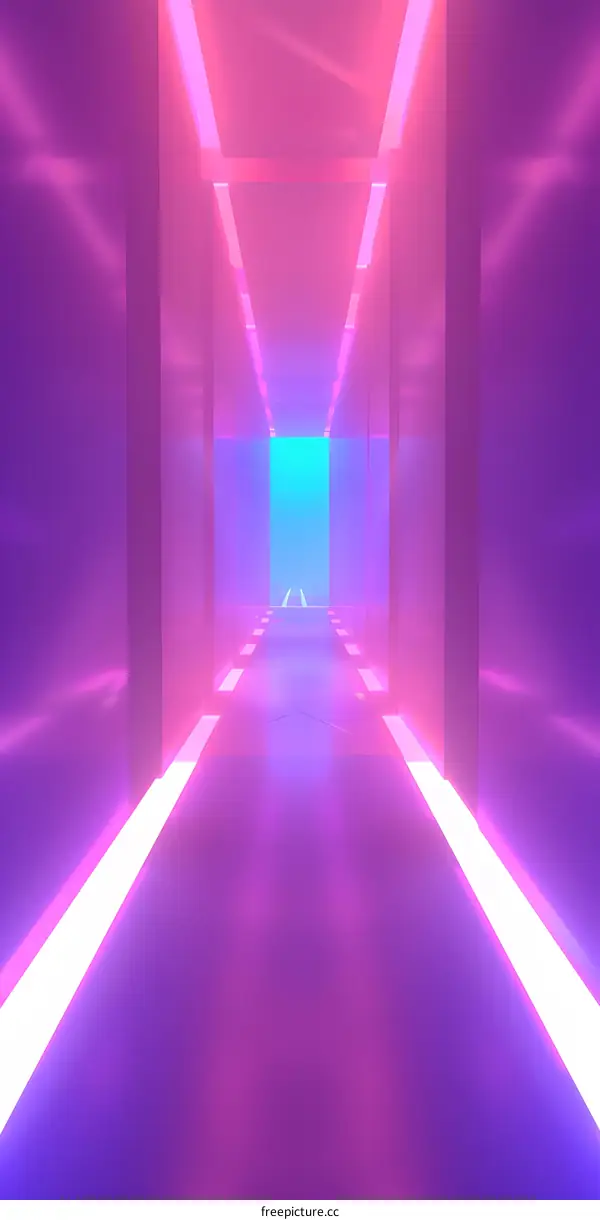 Neon Lights Corridor Abstract Background