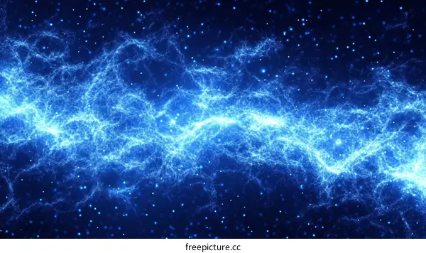 Abstract Blue Electric Energy Flow Background