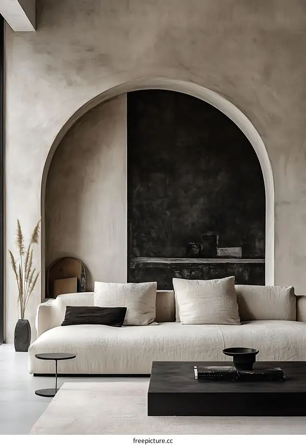 Modern Minimalist Living Room with Archway