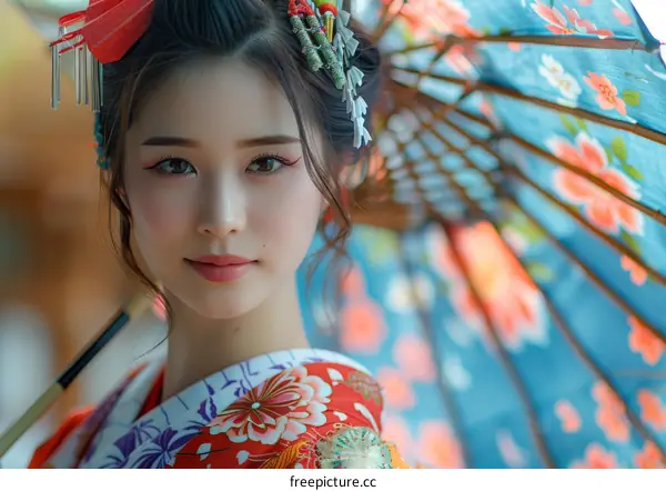 A Japanese Geisha in a Kimono