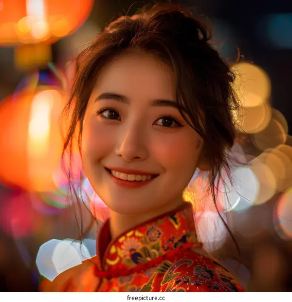Portrait of a young Chinese woman in traditional clothing