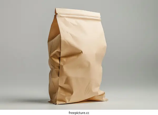 Blank brown paper bag mockup with zipper