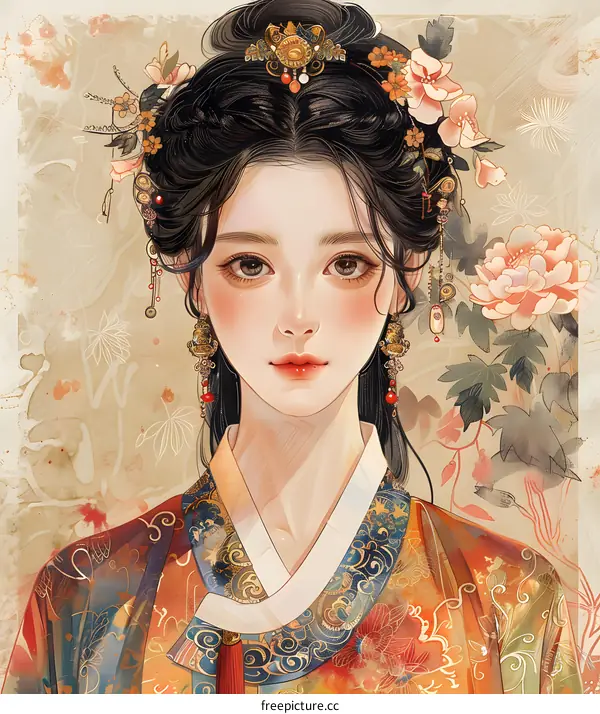 Portrait of a young woman in traditional Chinese clothing