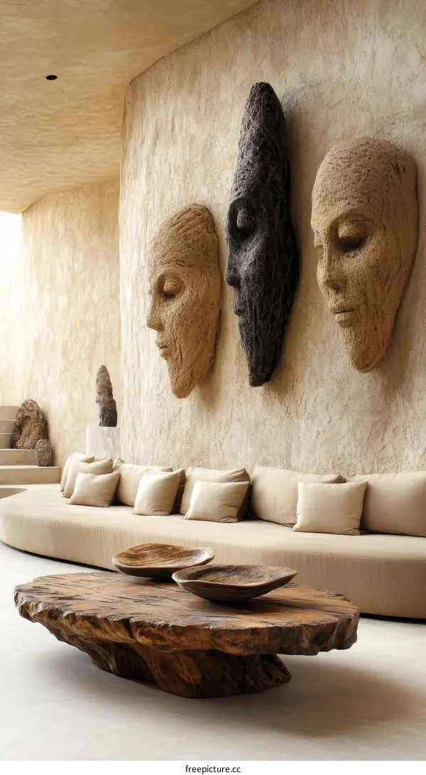 Modern Rustic Living Room Decor with Wooden Coffee Table