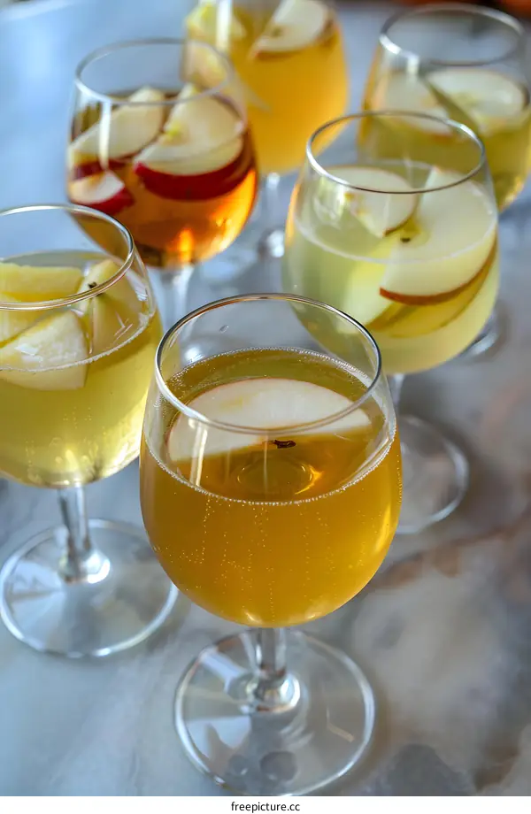 Apple Cider Sangria with Sliced Apples