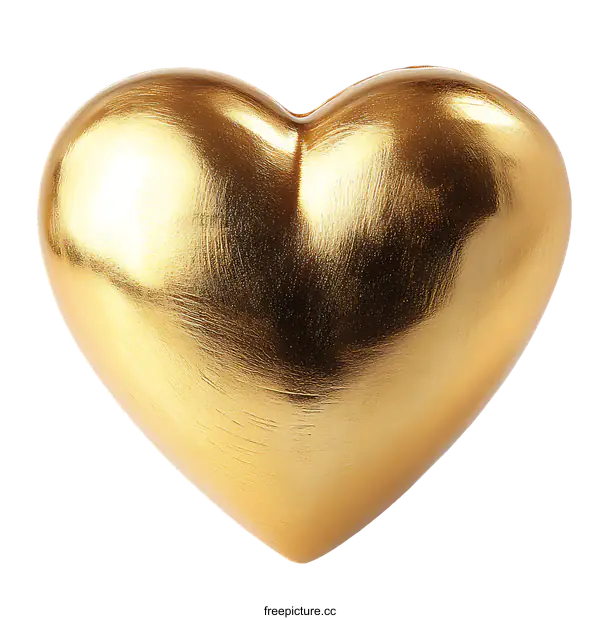 [Transparent Background PNG]Golden Heart Ornament Isolated on White Background