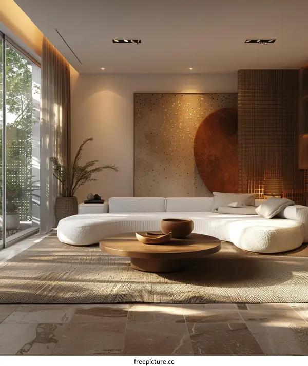 Japanese Inspired Living Room with Modern and Natural Elements