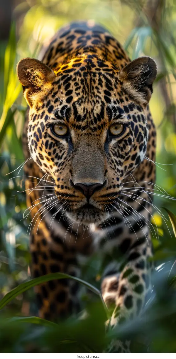Leopard Stalking Prey in the African Jungle