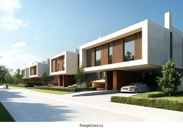 Modern Concrete Houses with Wooden Accents