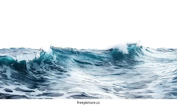 Powerful Ocean Waves Against White Background