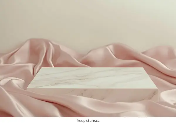 Elegant Marble Display Stand with Satin Fabric Background