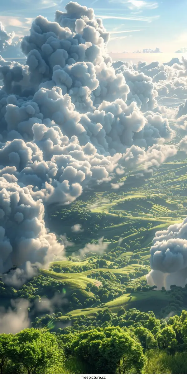 Spectacular Cloudscape Over Rolling Hills