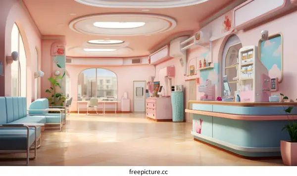 A Retro and Futuristic Pharmacy Interior