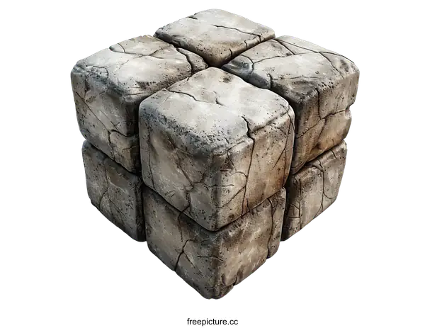 [Transparent Background PNG]Cubes of cracked stone