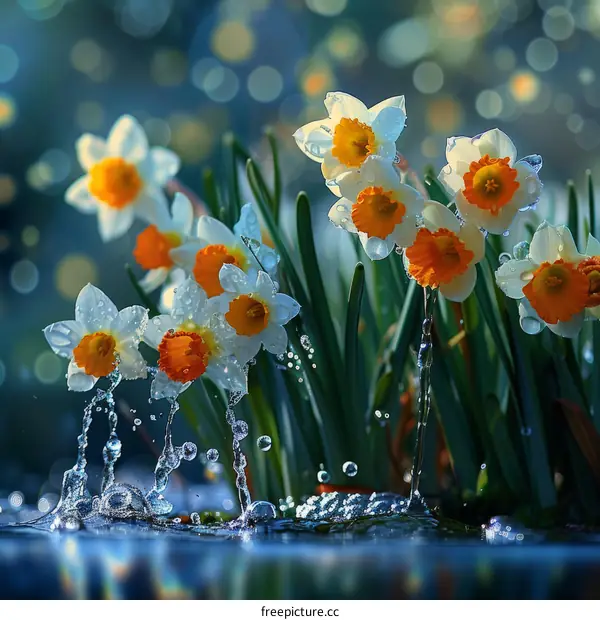 Raindrops Falling on Daffodils