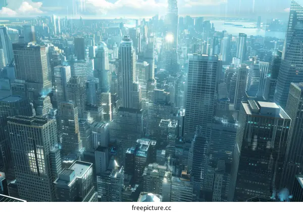 Futuristic Cityscape Aerial View Illustration