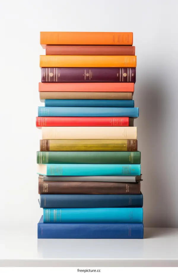 A Stack of Multicolored Books